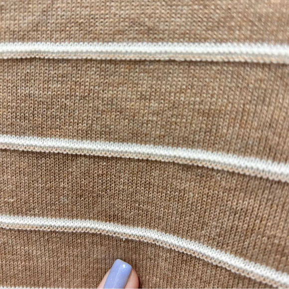 Tommy Hilfiger Light Brown V-Neck Long Sleeve Striped Top NWT Small - Picture 5 of 5